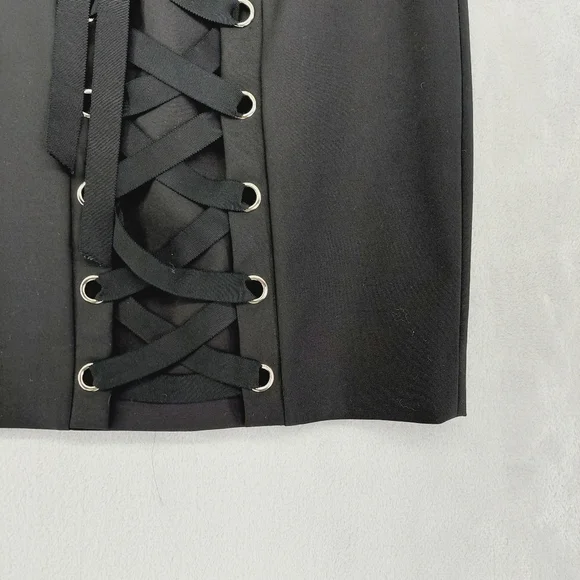 Intermix Black Cotton Blend Lace-Up Corset Skirt P5190 - Picture 2 of 10